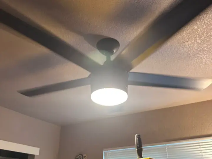 Ceiling fan installed on a finished residential ceiling