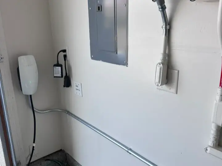 Home EV charger installed by Litel Electric in a Sacramento garage